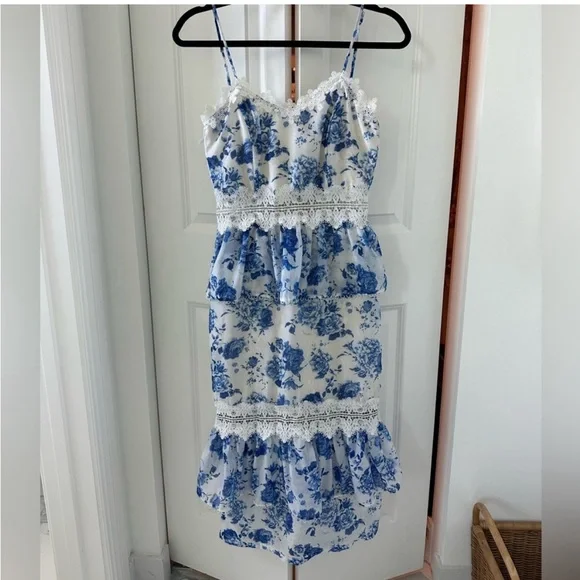 princess polly baby blue dress v chapman Navy Floral Strapless Dress by V Chapman